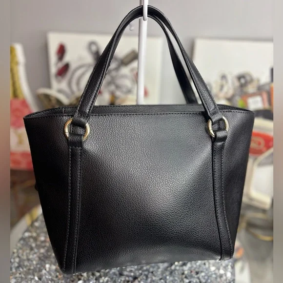 Karl Lagerfeld Paris Iris tote bag in black pebbled leather NWOT - Picture 5 of 14